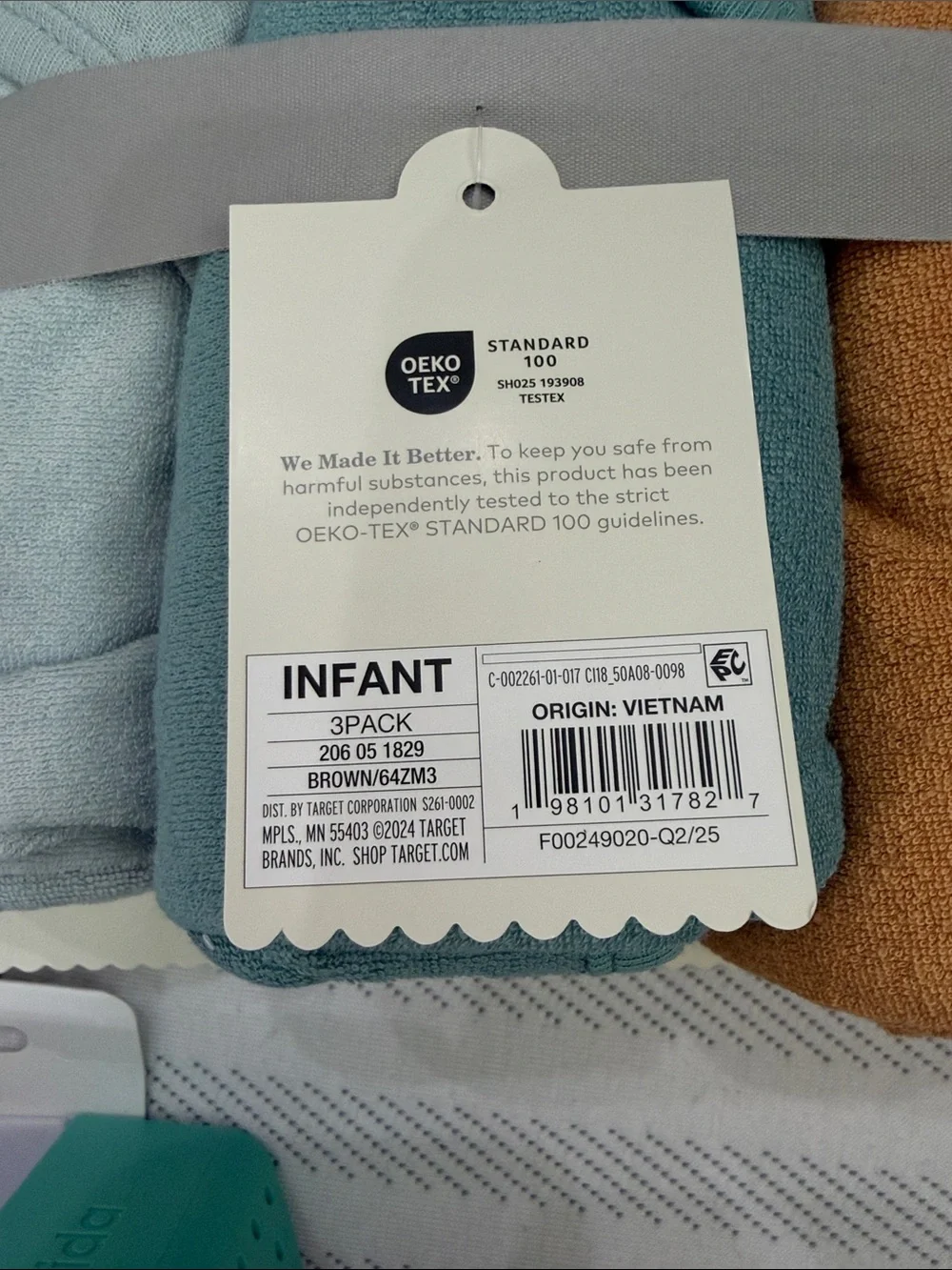 Cloud Island Assorted Cotton Infant Hooded Towel Set - Pastel & Earth Tones